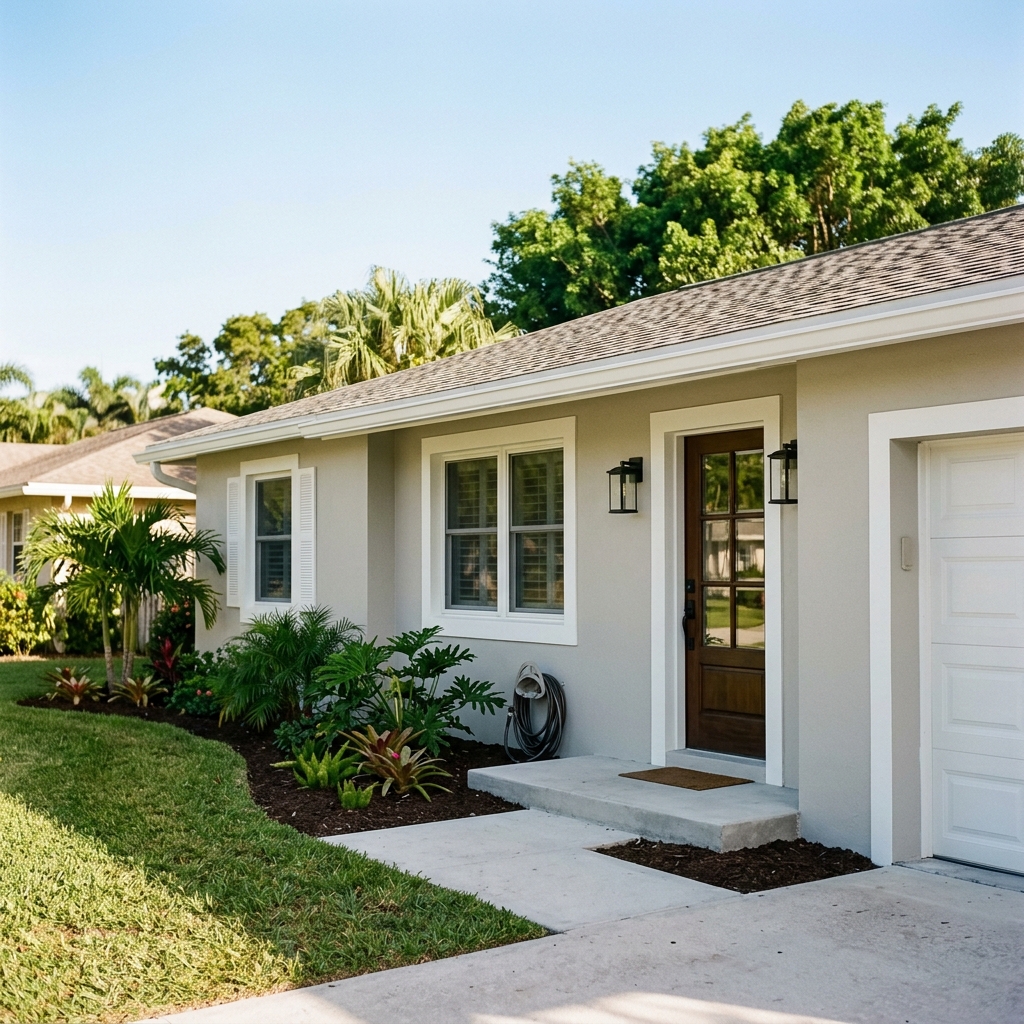 After: freshly painted stucco exterior in Southbend Lakes, Port St. Lucie, FL